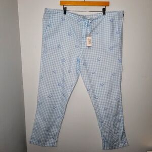 Roller Rabbit Mens Sz XL Blue Checked 100% Cotton Hathi PJ PANTS ONLY NWT